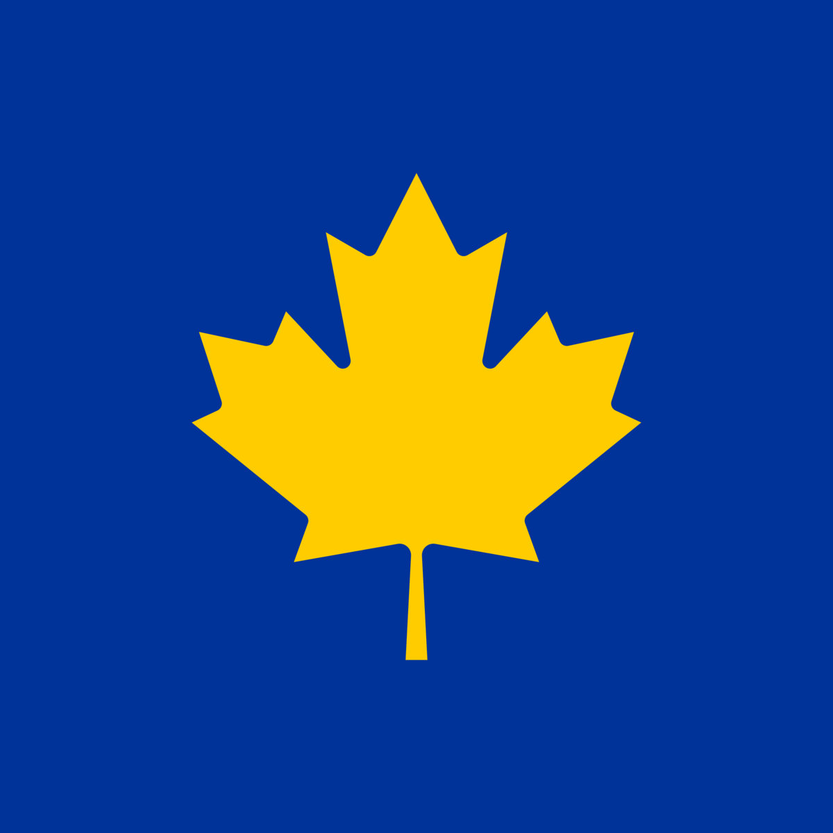 Cover art for Ô Canada — a golden maple leaf centred on a deep royal blue field